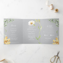 Elegante Daisy | Triple invitación gris