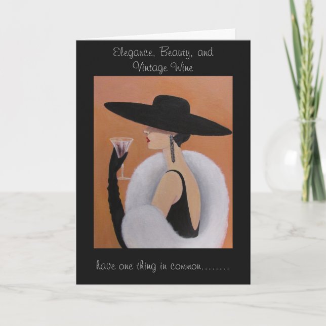 Elegante dama vintage, tarjeta de cumpleaños (Anverso)