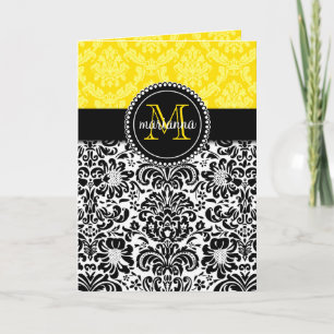 Elegante Damasco amarillo negro personalizado