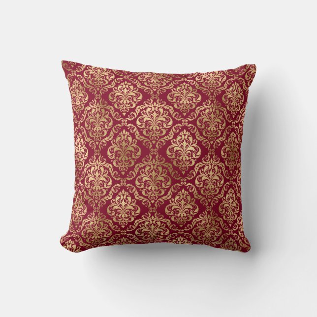 Elegante Damasco De Oro En El Cojín decorativo De  (Anverso)