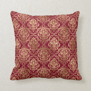Elegante Damasco De Oro En El Cojín decorativo De
