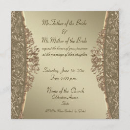 Elegante damasco dorado finas invitaciones de boda