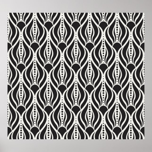 Elegante damasco floral, arte nuevo sin costura (Frente)