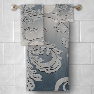 Elegante Damasco Real Gris y Taupe