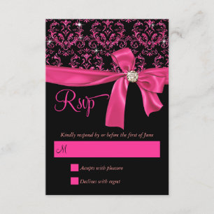 Elegante damasco rosa negro de 16 Fiestas RSVP