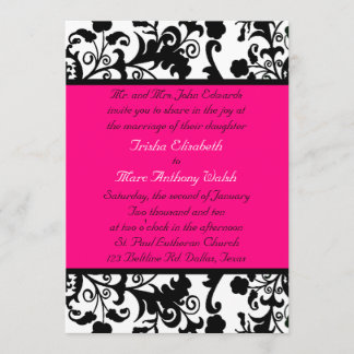 Elegante Damasco y brillante invitación a la boda 