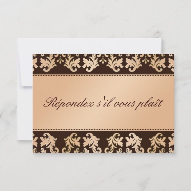 Elegante Damask Boda Reverie de Otoño RSVP (Anverso)