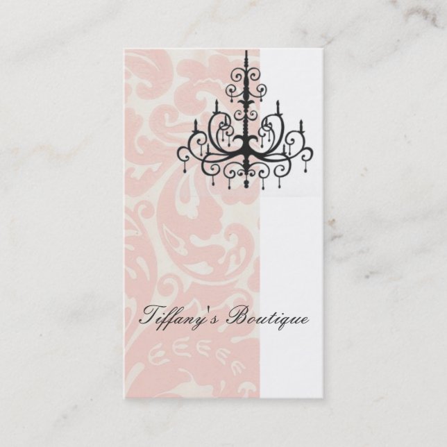 Elegante Damask Fashion Boutique Tarjeta de Negoci (Anverso)