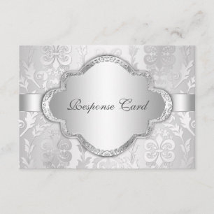 Elegante Damask Floral Swirl Silver RSVP