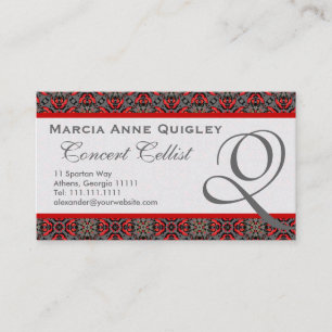 Elegante Damask Monograma Q Tarjetas de visita