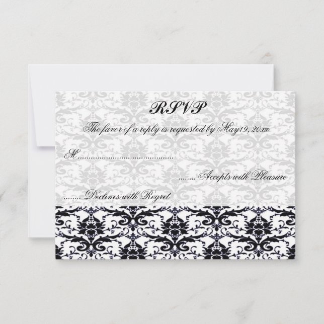 Elegante Damask Wedding RSVP (Anverso)