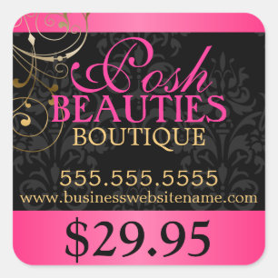 Elegante Damask y Gold Swirls Etiqueta de precio