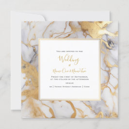 Elegante, de mármol dorado, invitación a la boda