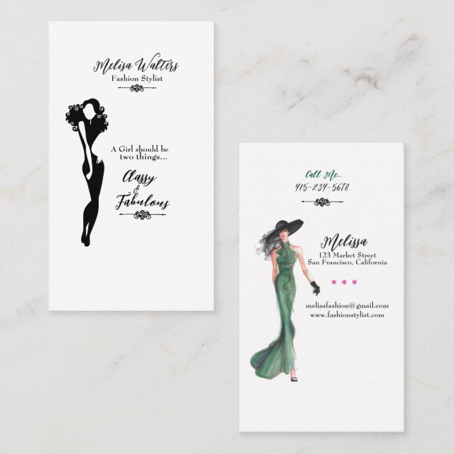 Elegante de moda, elegante y fabulosas tarjetas de (Anverso / Reverso)