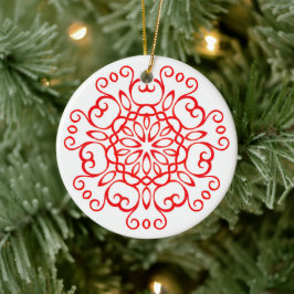 Elegante decoración en blanco y rojo Mandala Cute 