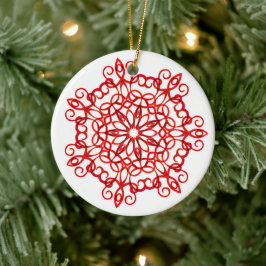 Elegante decoración en blanco y rojo Mandala Cute 