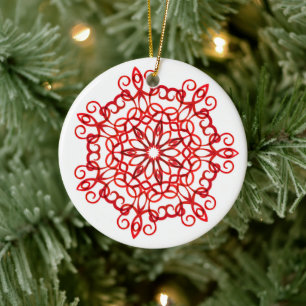 Elegante decoración en blanco y rojo Mandala Cute 