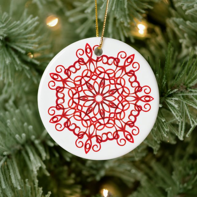 Elegante decoración en blanco y rojo Mandala Cute  (Árbol)