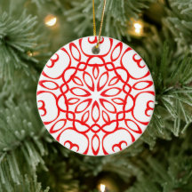 Elegante decoración en blanco y rojo Mandala Cute 