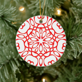 Elegante decoración en blanco y rojo Mandala Cute 