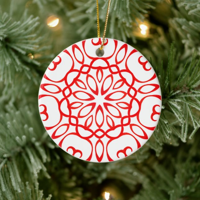 Elegante decoración en blanco y rojo Mandala Cute  (Árbol)