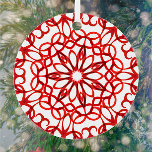 Elegante decoración en blanco y rojo Mandala Cute