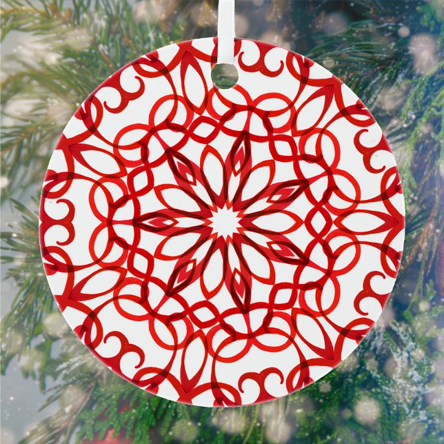 Elegante decoración en blanco y rojo Mandala Cute  (Subido por el creador)