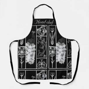 elegante delantal blanco y negro personalizado