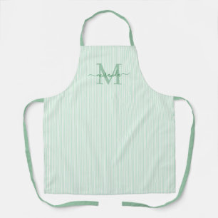 Elegante delantal con monograma y franja verde