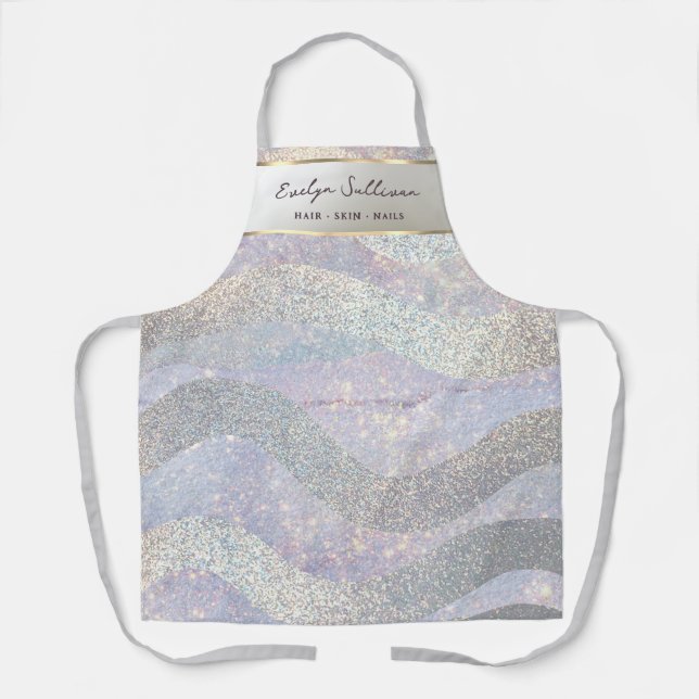 Elegante delantal de las olas de acuarela purpurin (Anverso)