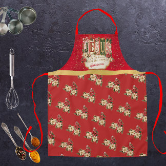 Elegante delantal grande rojo festivo de Navidad p