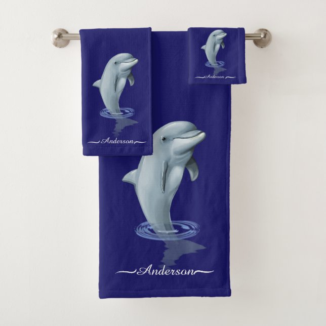 Elegante delfín moderno y lindo con letra en azul  (In situ)