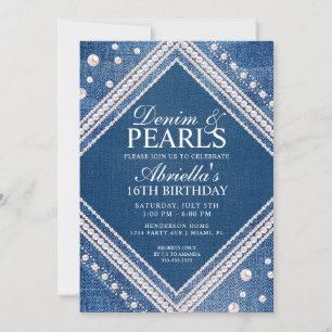 Elegante Denim e Invitación de Perlas