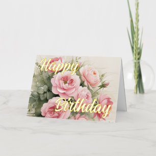 Elegante deseo de cumpleaños de rosa rosa personal