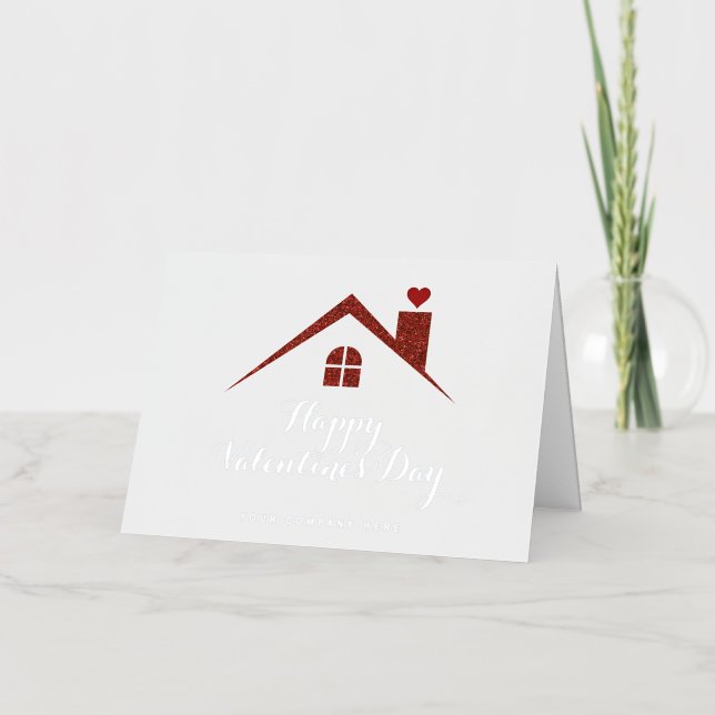 Elegante Día de San Valentín Realty Rojo Brillante (Anverso)