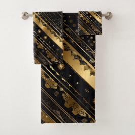 Elegante Diagonal Negra Y Oro A Rayas