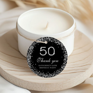 Elegante Diamantes 50 cumpleaños etiqueta de agrad