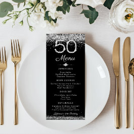 Elegante Diamantes 50 cumpleaños menú plano