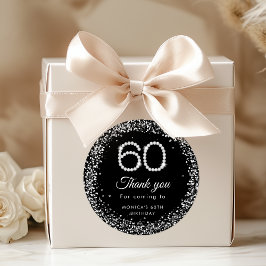 Elegante Diamantes 60 cumpleaños Gracias Pegatina