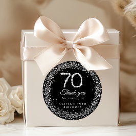 Elegante Diamantes 70 cumpleaños Gracias Pegatina