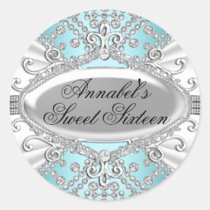 Elegante Diamond Blue Sweet 16 Pegatina