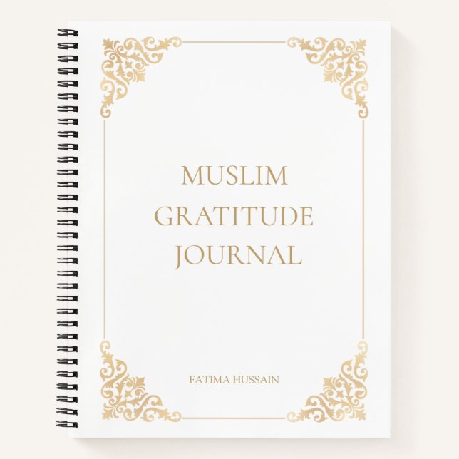 Elegante Diario de Gratitud Musulmana Vintage Blan (Anverso)