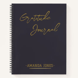 Elegante Diario de Gratitud Personalizada Gray Gol