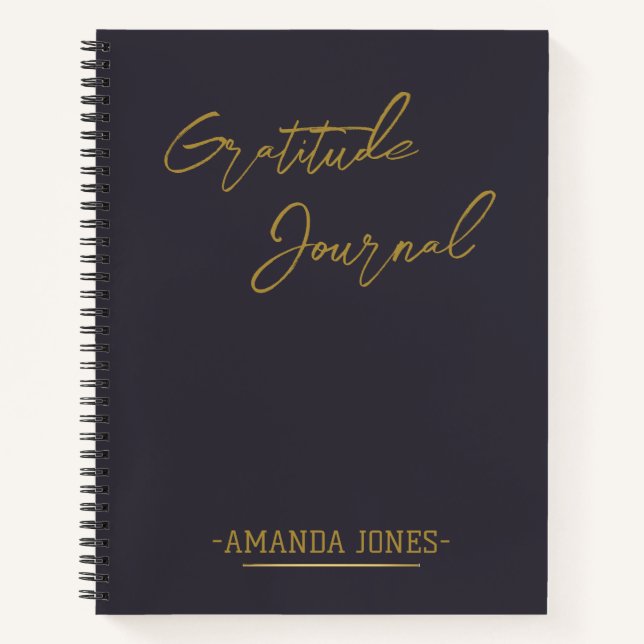 Elegante Diario de Gratitud Personalizada Gray Gol (Anverso)