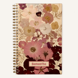 Elegante Diario De Ombre De Flor Presionada Vintag