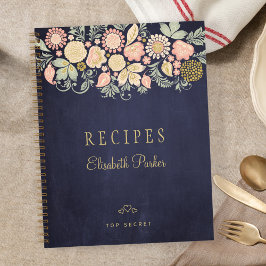Elegante diario de recetas de cocina floral rústic