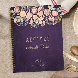 Elegante diario de recetas de cocina floral rústic