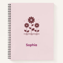 Elegante Diario Espiral Minimalista con flores