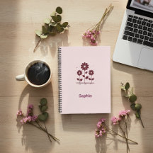 Elegante Diario Espiral Minimalista con flores