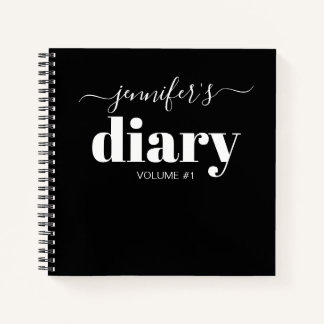 Elegante Diario Negro Personalizado Diario Tu Nomb